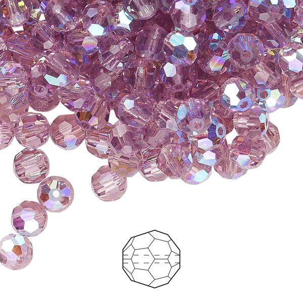 Bead 24pk light amethyst AB, Preciosa Czech crystal 5mm round image number 0