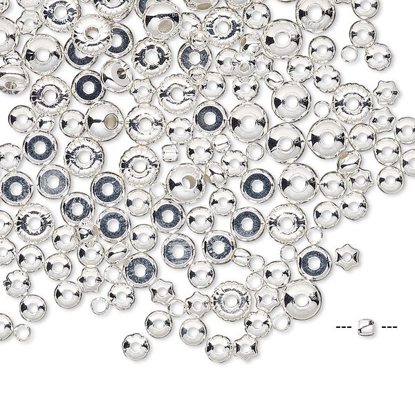 Bead, silver-plated brass, 2mm-4.5x3mm assorted round and rondelle. Sold per pkg of 200. image number 0