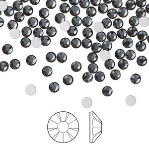 Flat back 1440pk light graphite foil back, Preciosa VIVA 12® Czech crystal rhinestone 3-3.2mm chaton rose round SS12