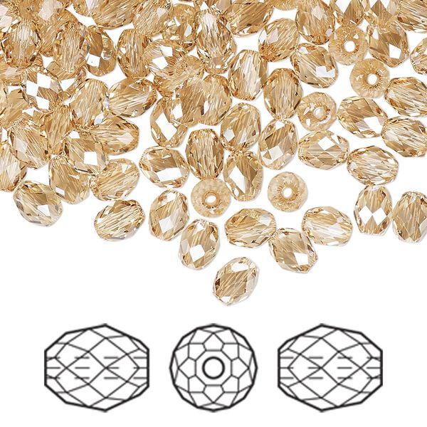 Bead 360pk crystal golden shadow, Swarovski® 5x4mm olive briolette 5044 image number 0