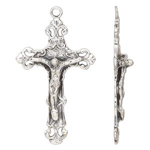 Focal, antiqued sterling silver, 43x27mm crucifix. Sold individually.