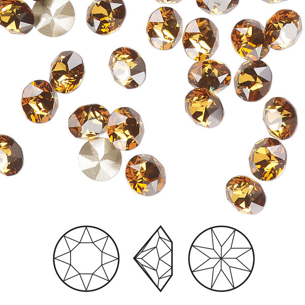 Chaton 12pk light amber foil back, Crystal Passions® 6.14-6.32mm round SS29 1088 image number 0
