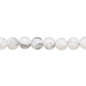 Howlite 1pkg1, matte round bead natural 8 inch 6mm