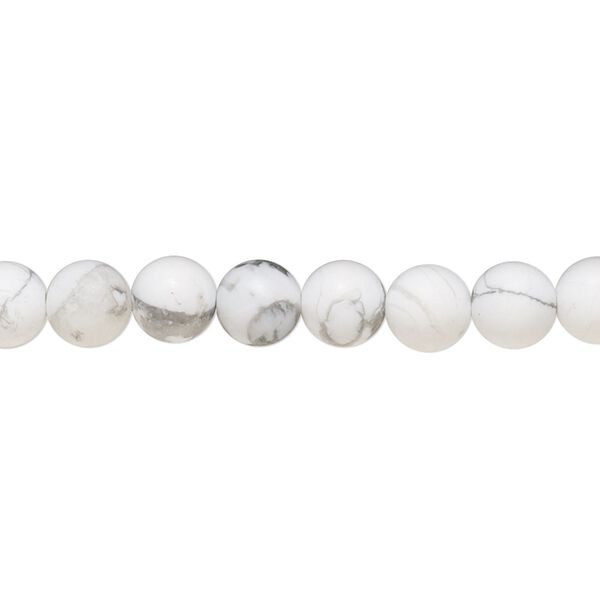 Howlite 1pkg1, matte round bead natural 8 inch 6mm image number 0