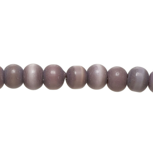Bead, matte cat's eye glass (fiber optic glass), matte purple, 7x5mm-8x6mm rondelle. Sold per 14-inch strand, approximately 70 beads. image number 0