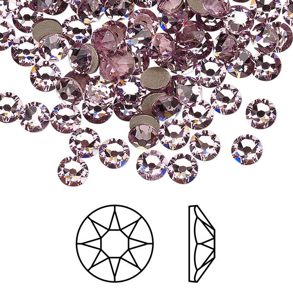 Flat back 1440pk light amethyst foil back, Swarovski® 4.6-4.8mm rose round SS20 2088 image number 0