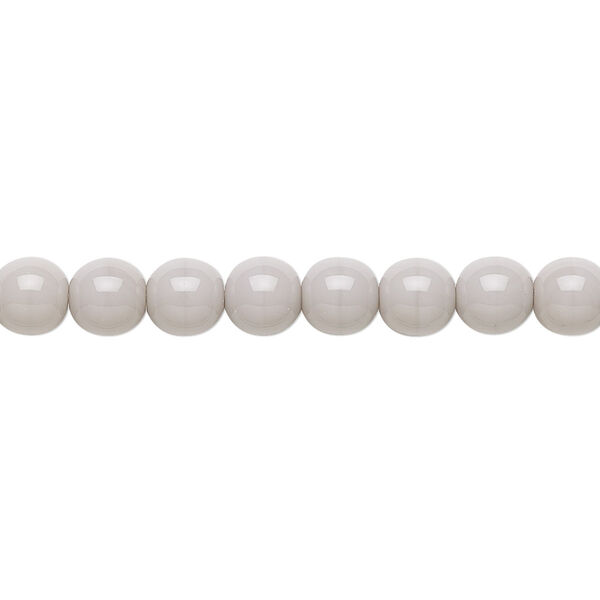 Bead, Preciosa, Czech glass druk, opaque light grey, 6mm round. Sold per 15-1/2" to 16" strand. image number 0