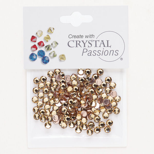 Flat back 1pkg144 light Colorado topaz, Crystal Passions&reg; rhinestone 3.8-4.00mm hotfix round SS16 image number 0