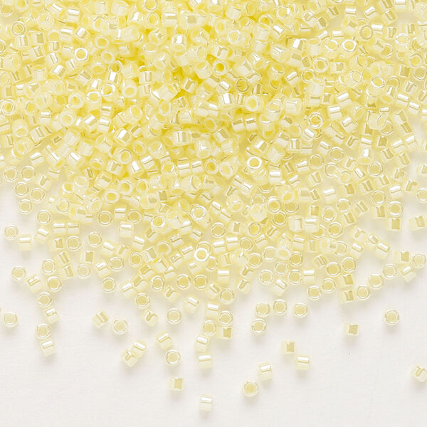 Seed bead, Delica®, glass, pkg/7.5g, #11 round, opaque inside dyed color luster light lemon ice (DB-0232). image number 0