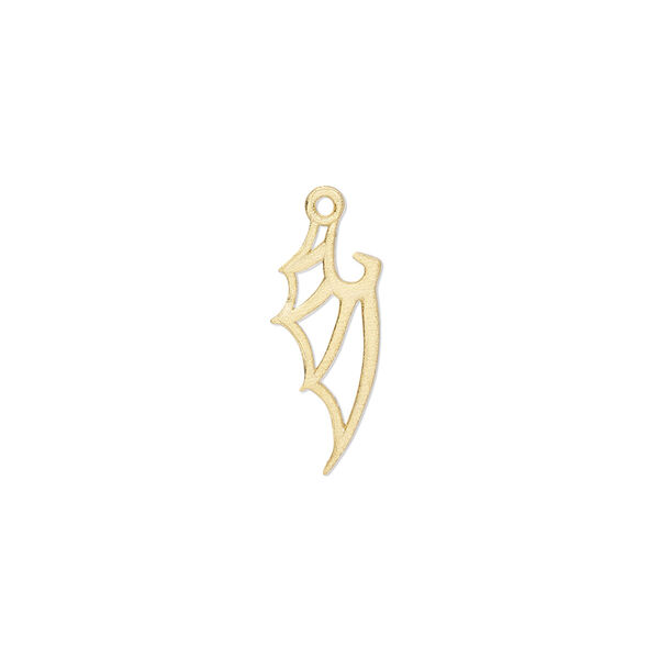 Charm Amoracast® 1pkg1 sterling silver, 18x8mm 2-sided cutout dragon wing, brushed "vermeil" (gold finish) image number 0