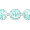 Bead, glass 1pkg8, opaque white and seafoam green, 16mm hand-painted round. image number 0