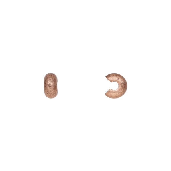 Crimp cover, antique copper-plated brass, 5mm smooth round. Sold per pkg of 100. image number 0