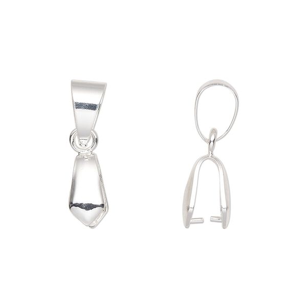 Bail, ice pick, silver-plated brass, 22x5mm with 8mm grip length and soldered bail. Sold per pkg of 20. image number 0