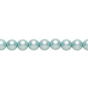 Bead, Czech glass druk, opaque satin green, 6mm round. Sold per 15-1/2" to 16" strand.