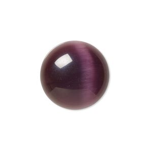 Cabochon, cat's eye glass (fiber optic glass), purple, 20mm calibrated round, quality grade. Sold per pkg of 4.