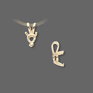 Pendant, Sure-Set™, 14Kt gold, 6x6mm with 3-prong heart basket setting. Sold individually.