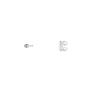 Bead tip, silver-plated brass, 4x2.5mm side clamp-on with closed loop. Sold per pkg of 100.