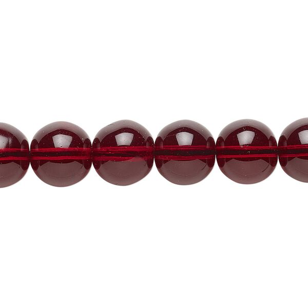 Bead, Czech glass druk, transparent garnet red, 10mm round. Sold per 15-1/2" to 16" strand. image number 0