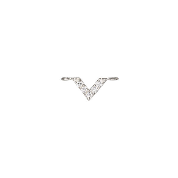 Connector, sterling silver and cubic zirconia, clear, 9x6mm flat V. Sold individually. image number 0