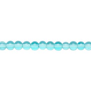 Bead, glass, aqua blue, 4mm round. Sold per 36-inch strand.