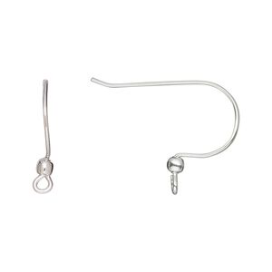 Ear wire fishhook 1pkg8 silver-plated, 18mm / 2.5mm ball / perpendicular open loop, 21 gauge brass 4 pair