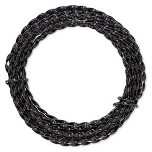 Wire, anodized aluminum, black, 3mm twisted, 16 gauge. Sold per pkg of 10 meters.