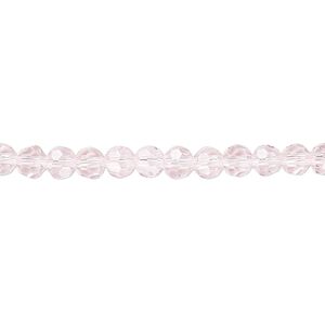 Bead 1pk 32 facets transparent pink, Celestial Crystal® 4mm round 15.5-16 inch