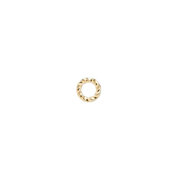 Jump ring, gold-plated brass, 6mm twisted round, 3.6mm inside diameter, 16 gauge. Sold per pkg of 100. image number 0