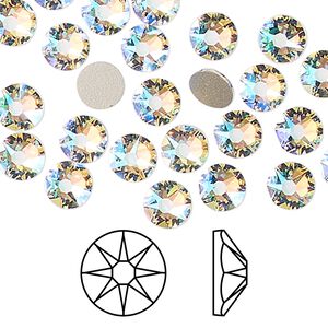 Flat back 288pk crystal shimmer foil back, Swarovski® 6.32-6.5mm rose round SS30 2088