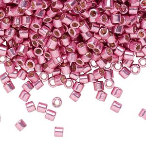 Seed bead, Delica®, glass, pkg/50g, #8 round, Duracoat® opaque galvanized hot pink (DBL-1840).