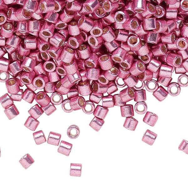 Seed bead, Delica®, glass, pkg/50g, #8 round, Duracoat® opaque galvanized hot pink (DBL-1840). image number 0