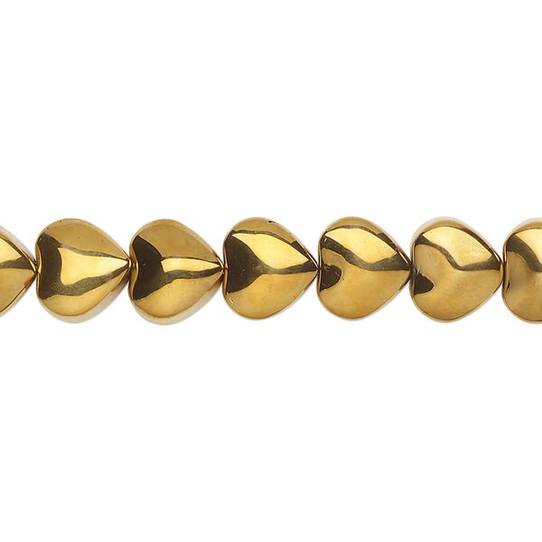 Bead, pressed glass, opaque light bronze, 8mm heart. Sold per 15-1/2" to 16" strand. image number 0