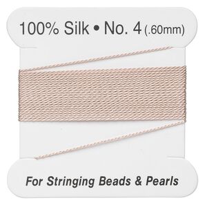 Thread, silk, light pink, size #4. Sold per 2-meter card.