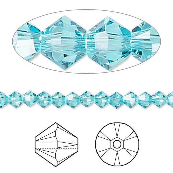 Bead 144pk light turquoise, Crystal Passions® 4mm bicone 5328 image number 0