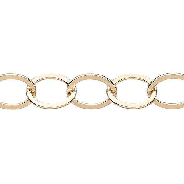 Chain, 14Kt gold-filled, 11x10mm flat cable. Sold per pkg of 5 feet. image number 0