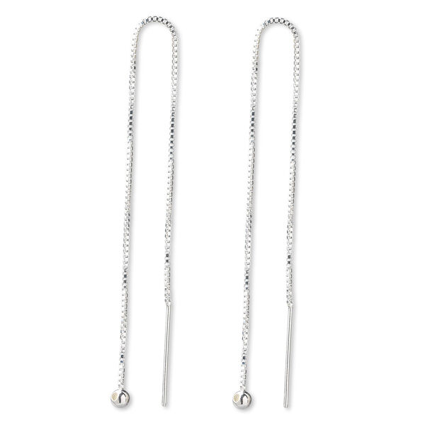 Ear thread, sterling silver, 5 inches with box chain with 3mm ball and 1.2mm hole. Sold per pair. image number 0