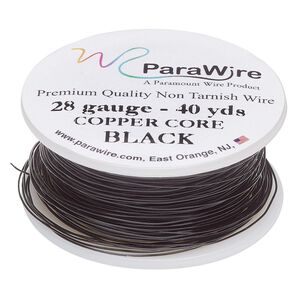 Wire, ParaWire™, black enamel copper, round, 28 gauge. Sold per 40-yard spool.