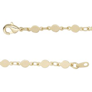 Chain 1pkg1 mirror, 4mm / lobster claw clasp, gold-finished brass 24 inch
