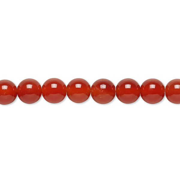 Bead, carnelian (dyed / heated), 6mm round, C grade, Mohs hardness 6-1/2 to 7. Sold per 15-1/2" to 16" strand. image number 0