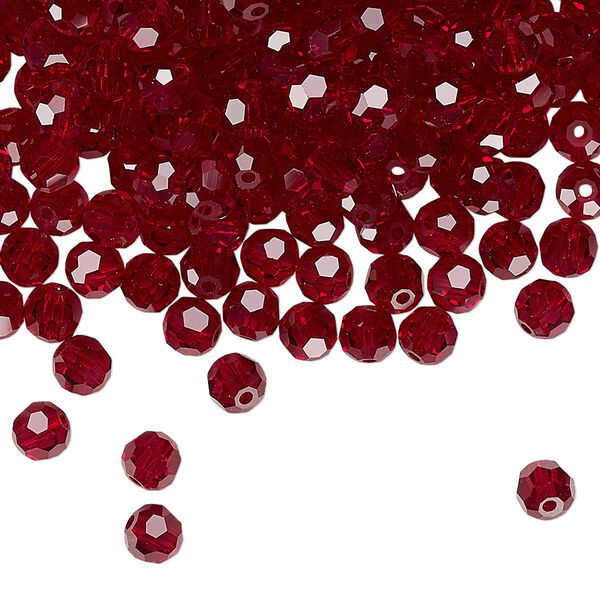 Bead 24pk Siam, Preciosa Czech crystal 4mm round image number 0