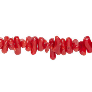 Bamboo coral 1pkg1, cupolini bead, 15 inch red 7x2mm-10x3mm