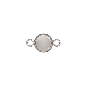 Link, stainless steel, 10mm round with 8mm round setting. Sold per pkg of 4.