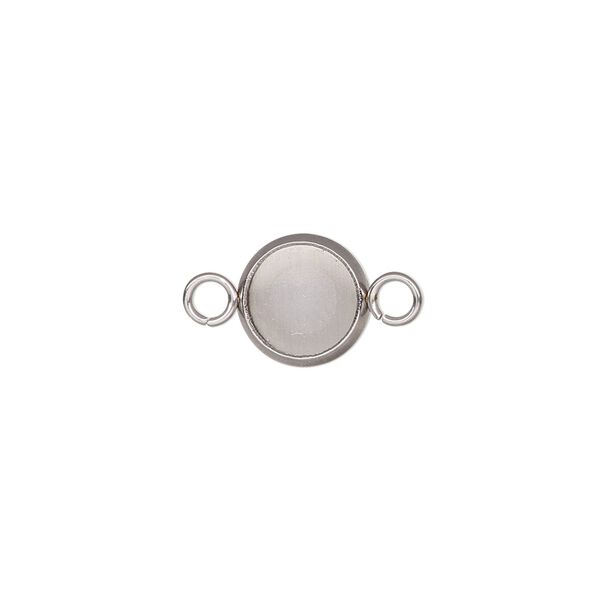 Link, stainless steel, 10mm round with 8mm round setting. Sold per pkg of 4. image number 0