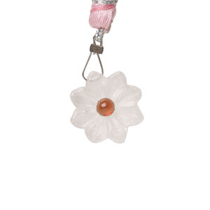 Light rose quartz / garnet 1pkg1, top-drilled hand-cut 1sided carved flower bead natural, 16mm