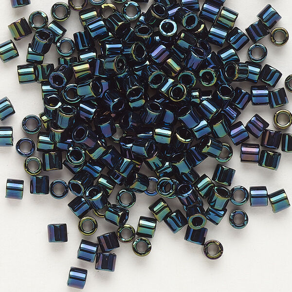 Seed bead, Delica®, glass, pkg/250g, #8 round, opaque metallic iris dark blue (DBL-0002). image number 0