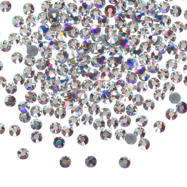 Flat back, Dance With Me™ crystal hotfix rhinestone, crystal AB, foil back, 2.7-2.9mm rose, SS10. Sold per pkg of 144 (1 gross). image number 0