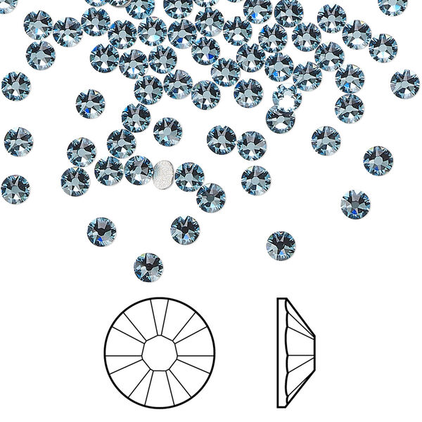 Flat back 144pk aquamarine foil back, Crystal Passions® 3-3.2mm rose round SS12 2088 image number 0