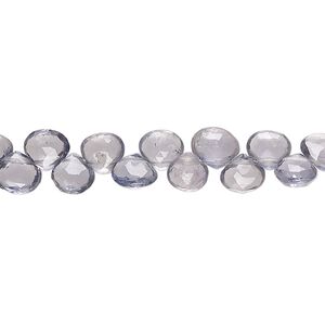 Iolite 1pkg1, hand-cut top-drilled faceted puffed teardrop bead natural 8 inch 6x5mm-7x6mm