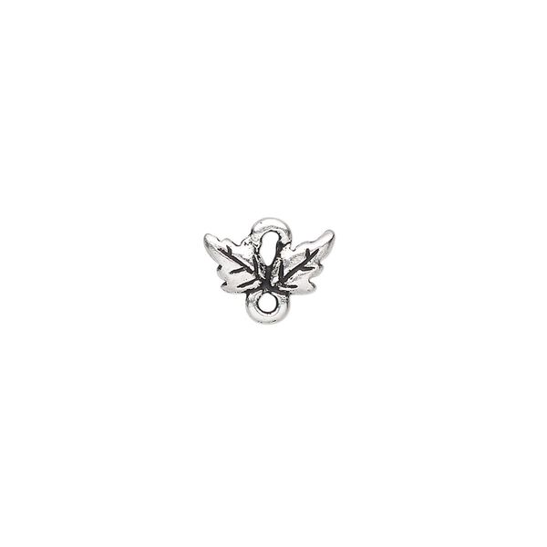 Link, TierraCast®, antique silver-plated pewter (tin-based alloy), 11x6mm 2-sided leaf. Sold per pkg of 5. image number 0