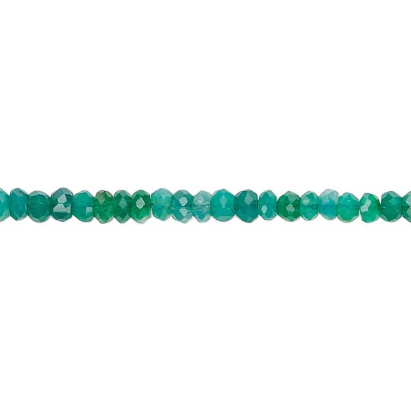 Green onyx 1pkg1, hand-cut faceted rondelle bead 13 inch 3x2mm-4x3mm image number 0